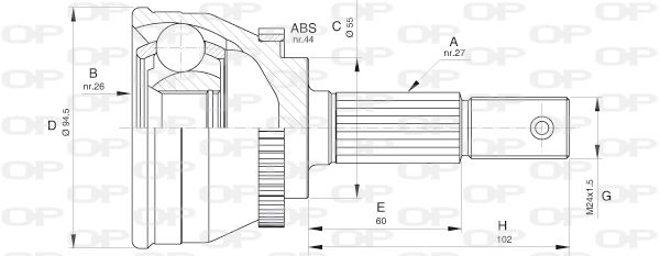 OPEN PARTS Шарнирный комплект, приводной вал CVJ5611.10